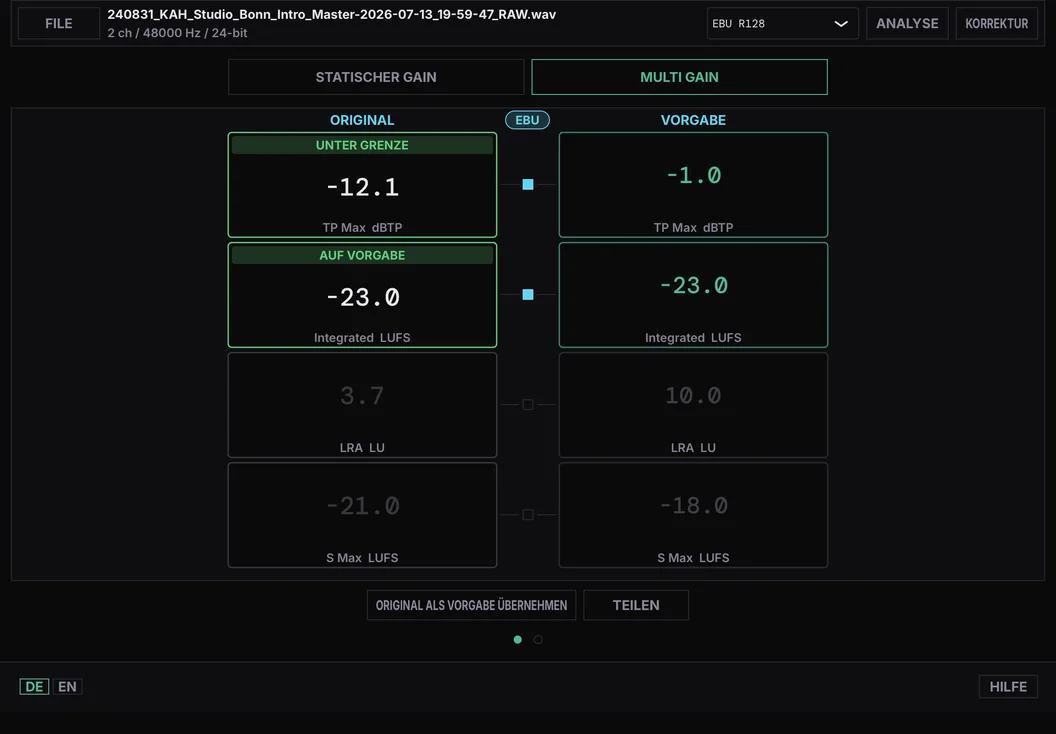 pegelWERK loudness CORRECT, zur Detailseite